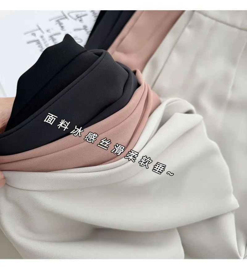 Korean New Spring Summer Thin Pants Women Elastic Waist Suit Pants Women's 2027 Nine-point Casual Straight-leg Pants Ladies