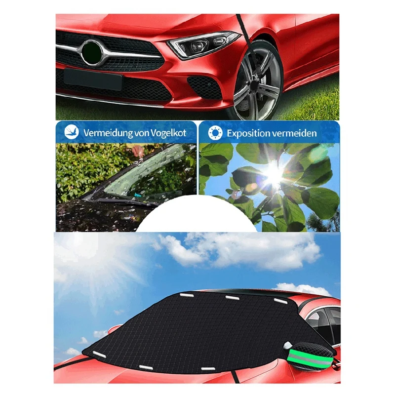 Car Windshield Snow Cover For Ice And Snow,Winter Car Snow Cover With Magnetic Edges And Windproof Webbing Straps Parts