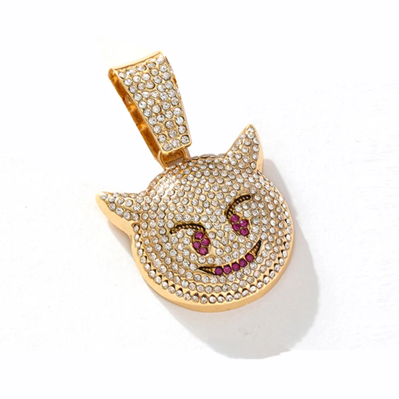 Hip Hop Iced out Rhinestone Pendant Big Animal Lion Shark Tiger Panda Designs for Cuban Link Chain Jewelry for Women And Men