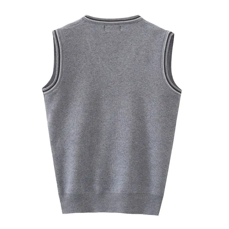 Autumn Winter Basic JK V-Neck Knit Vest Sweater Japanese Style Student Pullover Waistcoat Solid Color Preppy