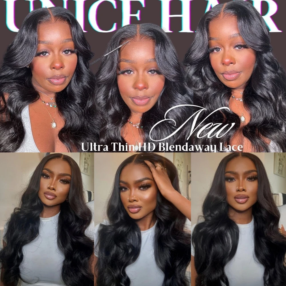 Unice Hair Body Wave 7x5 HD Parrucche in pizzo Pre Cut Pre Candeggiate Glueless Parrucche Capelli umani Pronti da indossare Go Real HD Lace Clousre Wigs