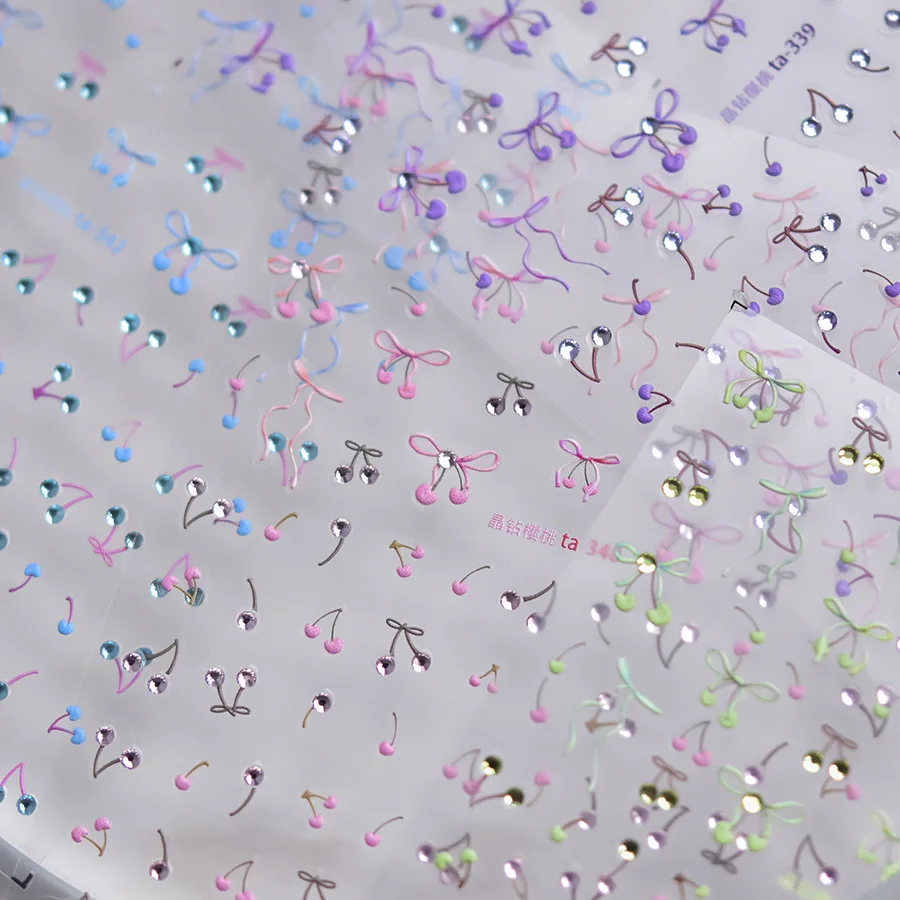 럭셔리 크리스탈 다이아몬드 네일 아트 스티커, 하이 퀄리티 쉘 벚꽃 장식 스티커, 5D 라이트, 1 개