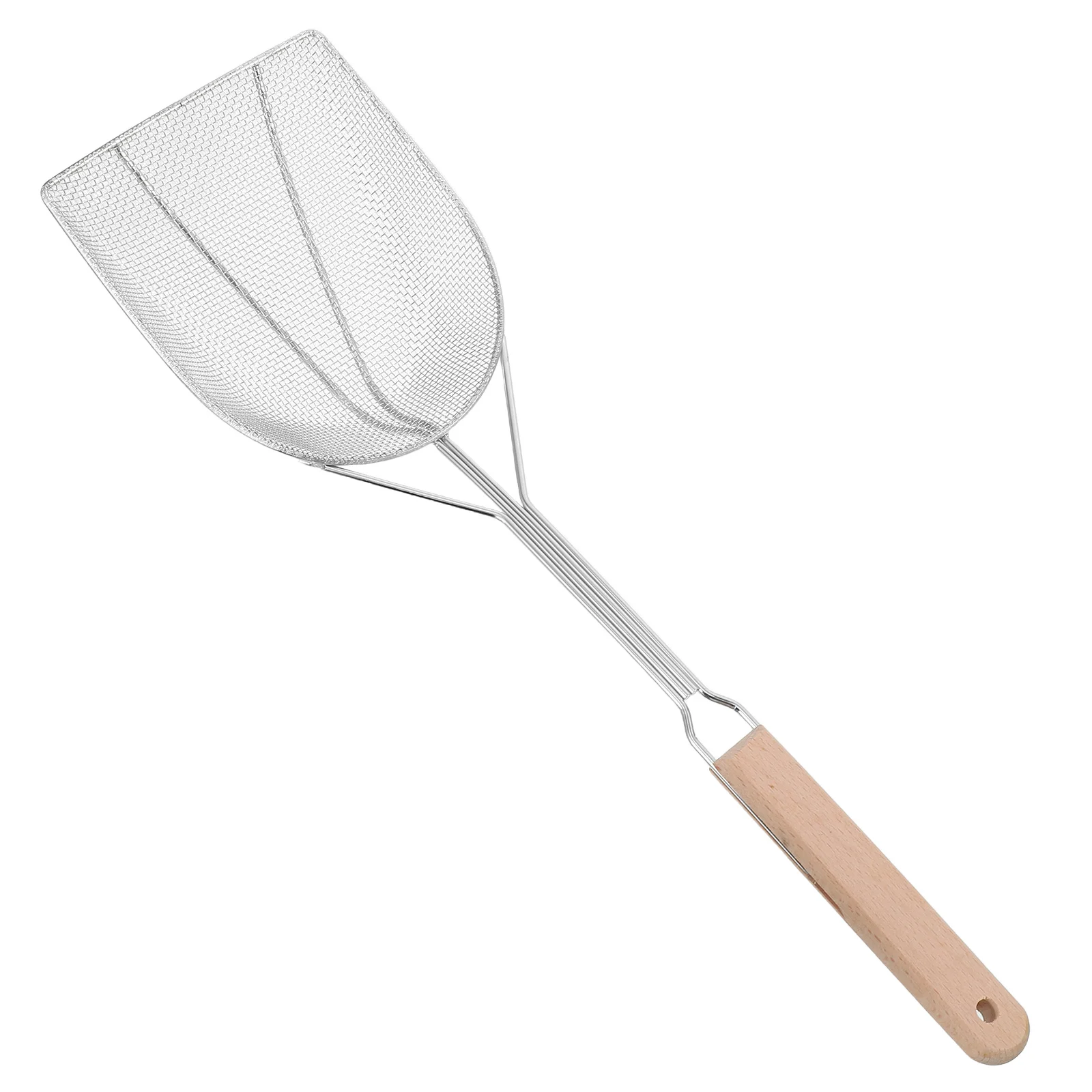 

Wooden-handled Fried Spoon French Fries Kitchen Food Residue Filter Deep Fry Scoop