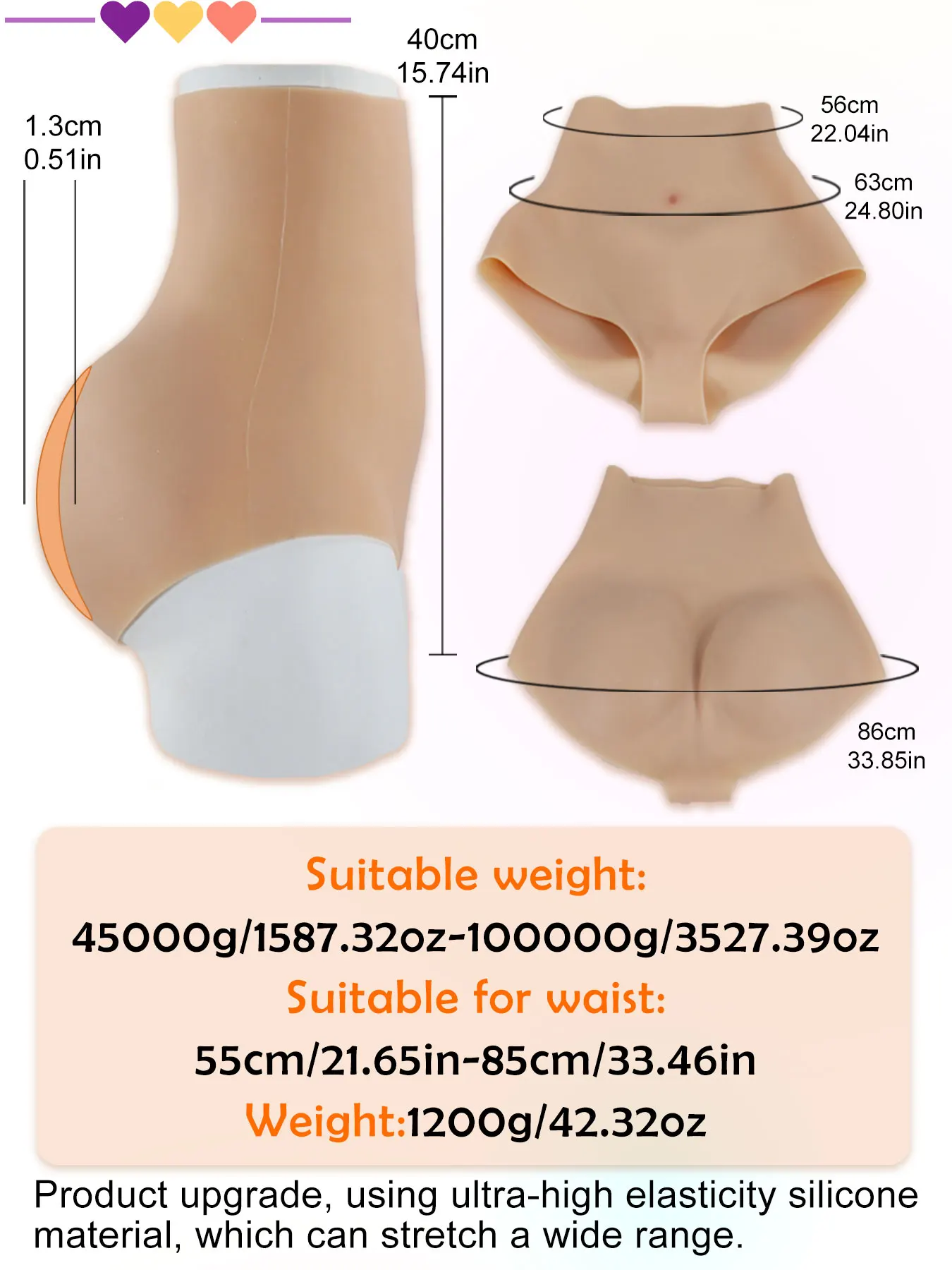 High-Waist Shapewear Panties with Silicone Butt Lifter & 0.5\