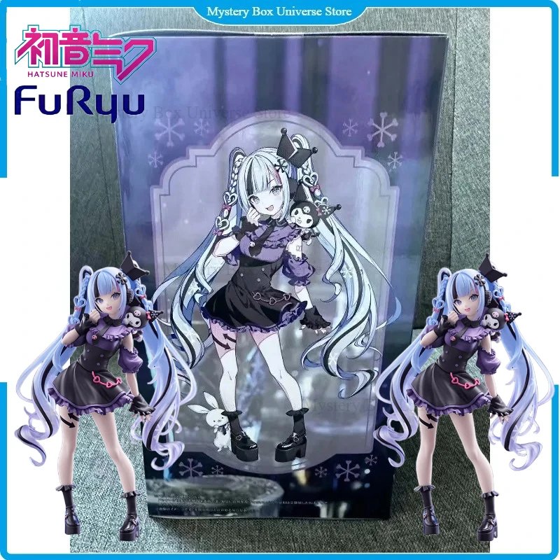

New in Stock Original FuRyu Trio-Try-iT Hatsune Miku Snow Miku X Kuromi 19cm PVC Desktop Action Figure Collectible Holiday Gift