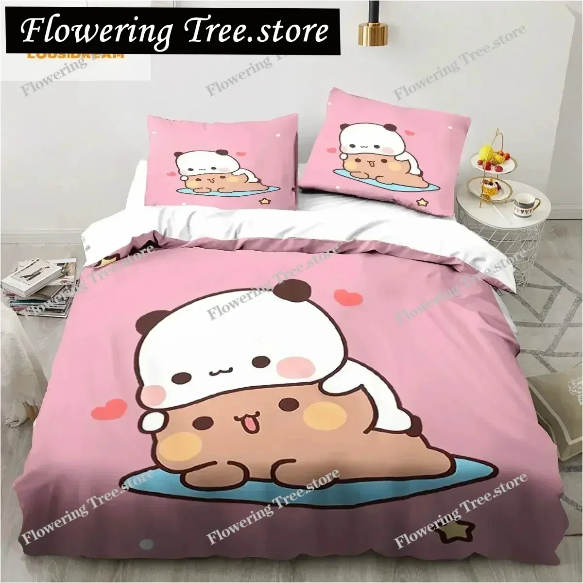 

Bubu Dudu Cartoon Cute Bear Kawaii Christmas Gift King Twin Double Child Bedding Set Microfiber or Polyester Duvet Cover Set029