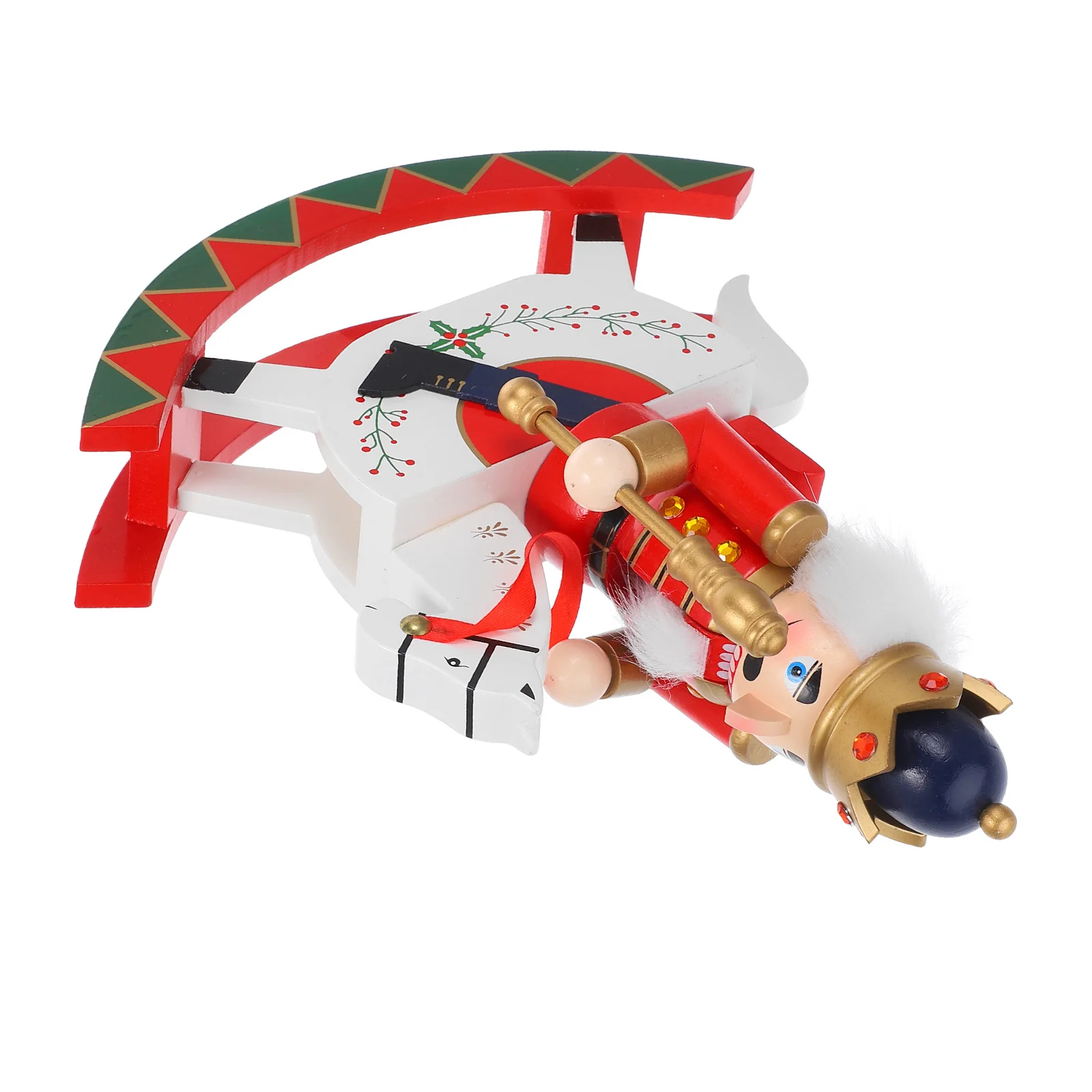 

Wooden Nutcracker Rocking Horse, Traditional Christmas Soldier Decoration Red Xmas Holiday Ornament for Tabletop Shelf Mantel