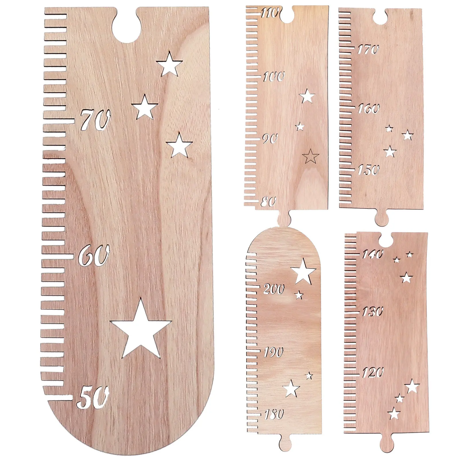 

1Set Wooden Growth Chart Star Design Height Ruler Kids Height Measurement Nursery Playroom Wall Hanging Kids Growth Recording