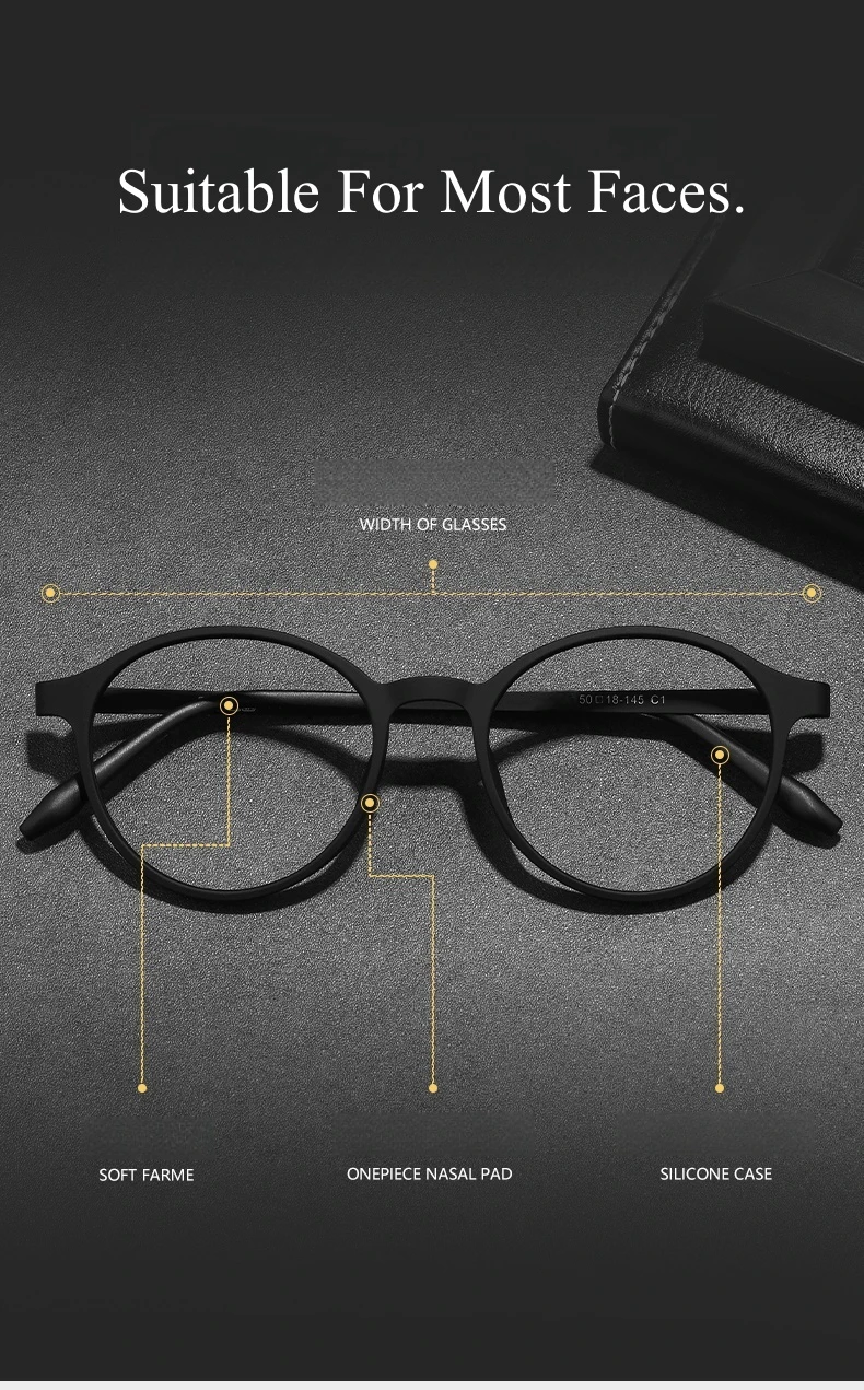 YIMARUILI Ultraleichte Retro Runde Titanlegierung Brillengestell Männer und Frauen Flexible TR90 Optische Brillen 3050 – Detail 3