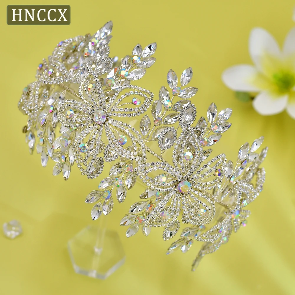 

HNCCX Colorful Rhinestones Bridal Headband Flower Headdress Women Headpiece Prom Girl Wedding Hair Accessories Headband CP395