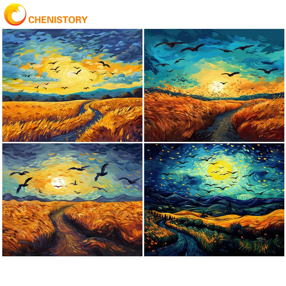 

CHENISTORY Picture By Numbers Abstract Landscape Painting By Number Handmade Unique Gift For Home Decoration Wall Art