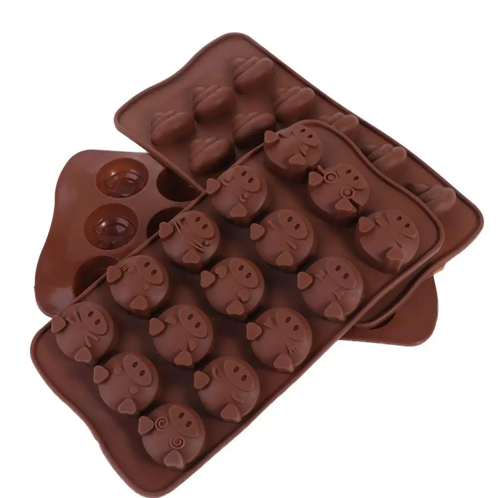 15 Grids Mini Poop Chocolate Mold Cute Smile Face Pig Shaped Funny Soap Mold Personalized No Stick Poop Silicone Mold DIY