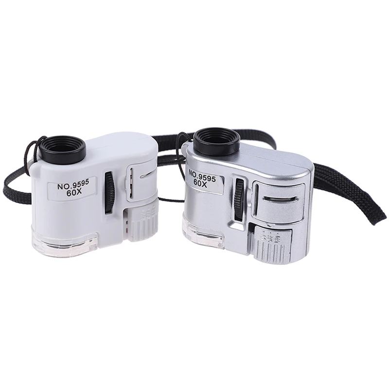 60X Mini Magnifier Microscope With LED Light Jewelry Jeweler Currency Dectector