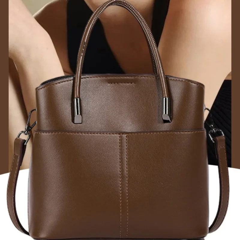 Italian Popular Cowhide Large-Capacity Bucket Bag/Ladies Large Capacity Casual Body Bucket Bag