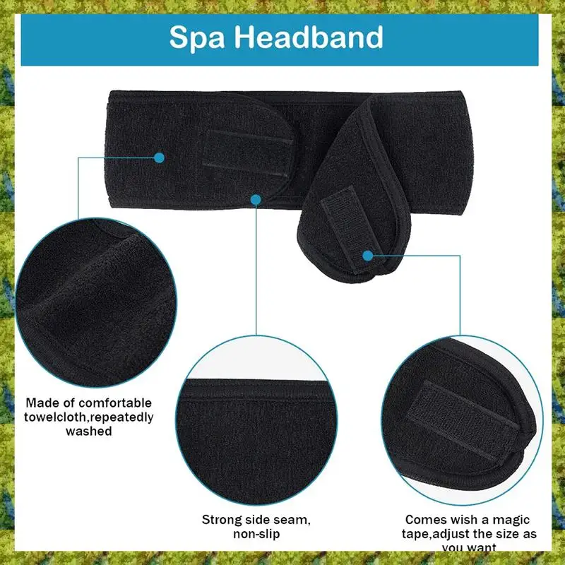 10Pcs Eyelashes Extension Headband Make Up Wrap Head Terry Cloth Hairband Stretch Towel With Tap