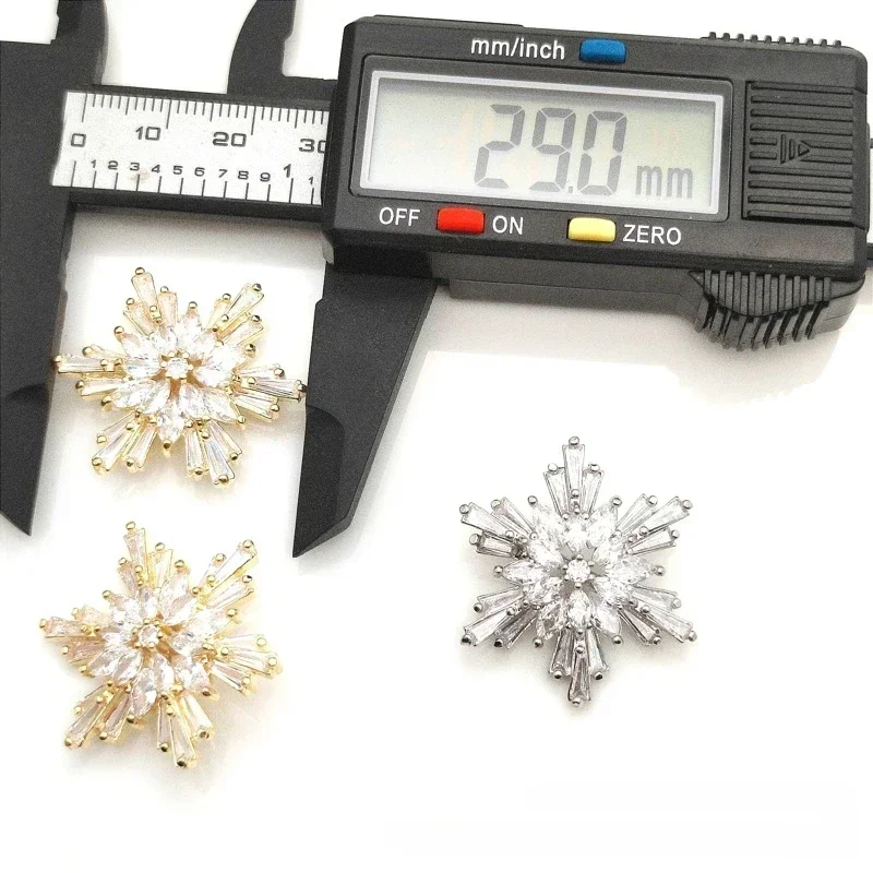 5 pc/lote luxo grande floco de neve zircão botão cobre jóias acessórios diy roupas cz costura strass botões para camisas