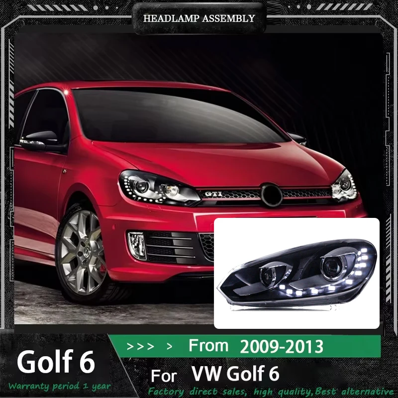 

Автомобиль для VW Golf 6 2009-2013, фары DRL, дневные ходовые огни, светодиодные линзы, ксеноновые лампы, противотуманные фары, автомобильный аксессуар, головной фонарь Golf 6 MK6