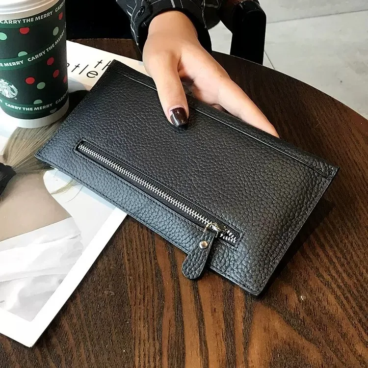 Genuine Leather Women Wallets Women Purses Fashion Long Zipper Hasp Clutch Card Holder Female Money Pouch Handbag Coin Purse