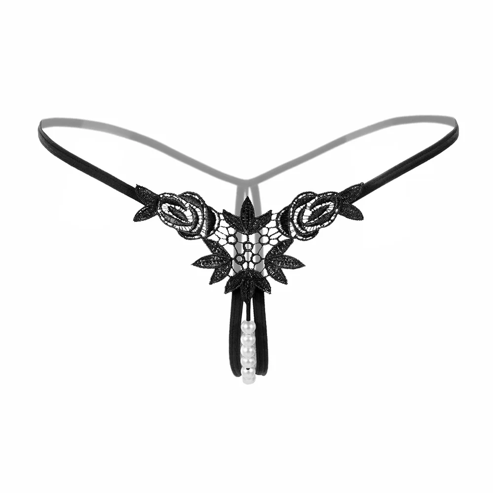

Sexy panties for women, hollow embroidery, sexy thong, pearl massage, open crotch, Panties Ladies Thong