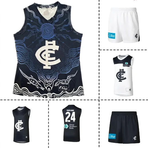 2024 CARLTON BLUES INDIGENOUS GUERNSEY - MENS RUGBY JERSEY Size: S--5XL ( Print name and number )