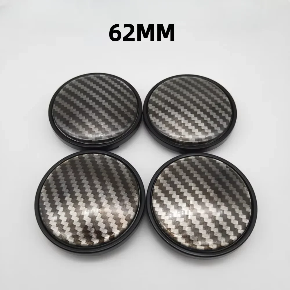 4pcs ABS 62mm Car Wheel Center Caps With Drop Glue Carbon Fibre Emblem Badge Stickers Hub Styling Accessories for VW Skoda Ford