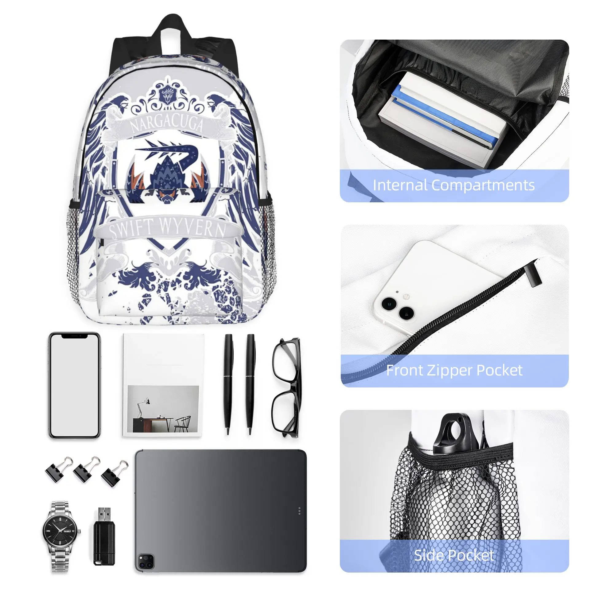 Game Monster Hunter World Nargacuga Crest Backpack Hot Sale Daypack Boys Girls BookBag Shoulder Bags for Men Women School Bag