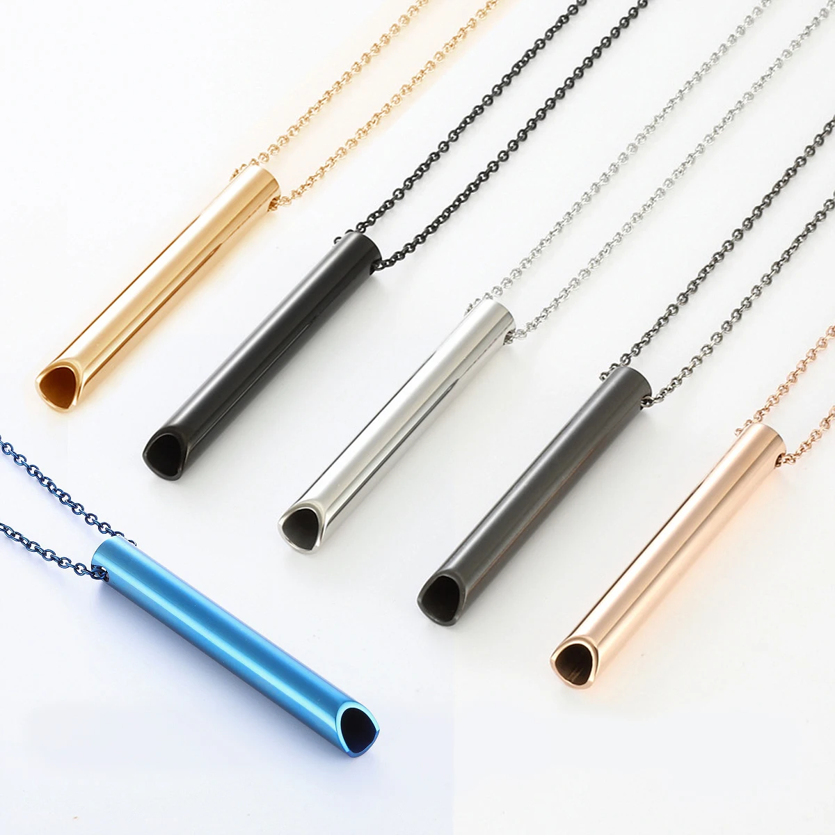 528 Hz Stainless Steel Regulate Breathing Meditation Vacuum Whistle Necklace Mindfulness Pendant Relieve Anxiety Spot Jewelry