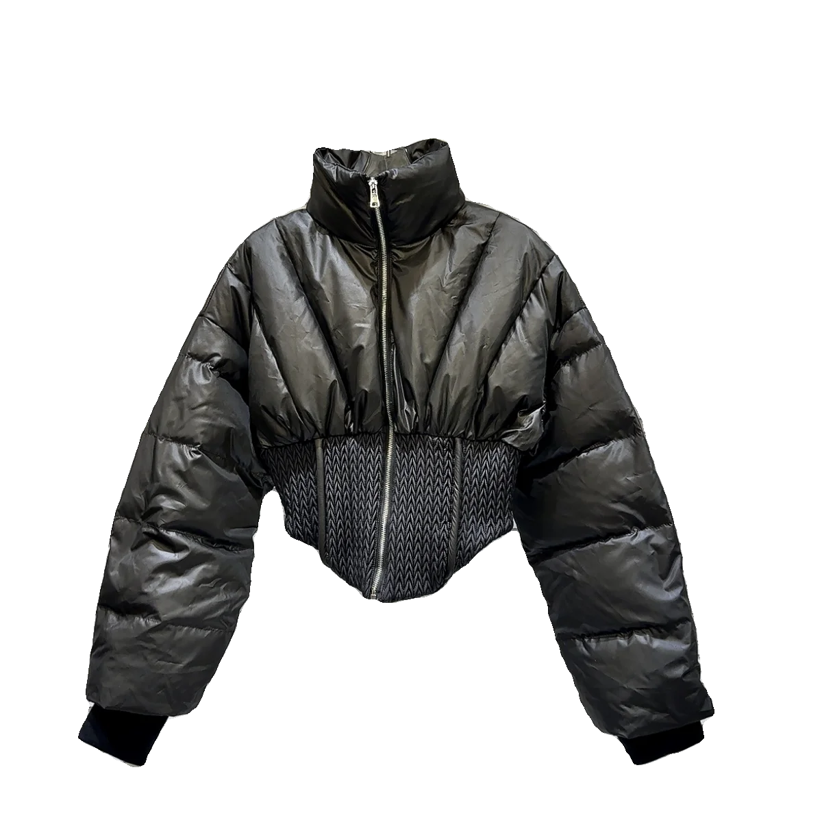 Netizen and popular 2023 winter new niche fish bone waist design, dark spicy girl warm down jacket jacket