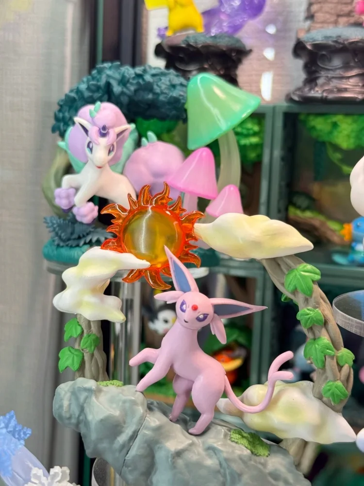 Re-Ment Pokemon Circular diorama คอลเลกชัน Togekiss Galarian Ponyta Lapras Spheal Pikachu Espeon Umbreon Original ของเล่นของขวัญ