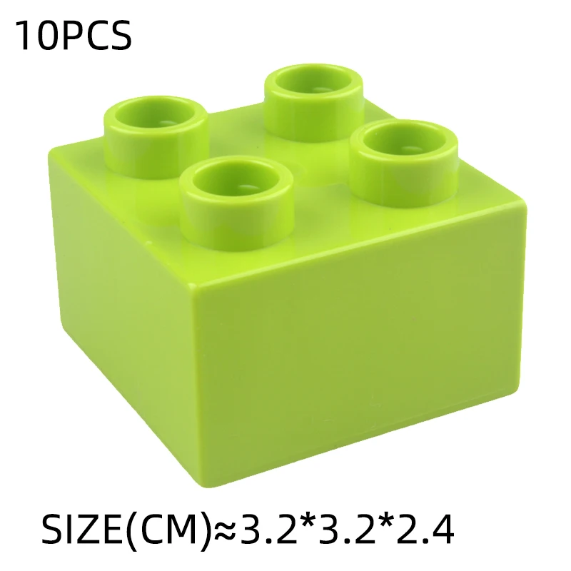 10Pcs 2X2 Big Size Colorful Building Blocks Large 2*2 Dot Thick Bricks Educational Creative Kid Toys Compatible