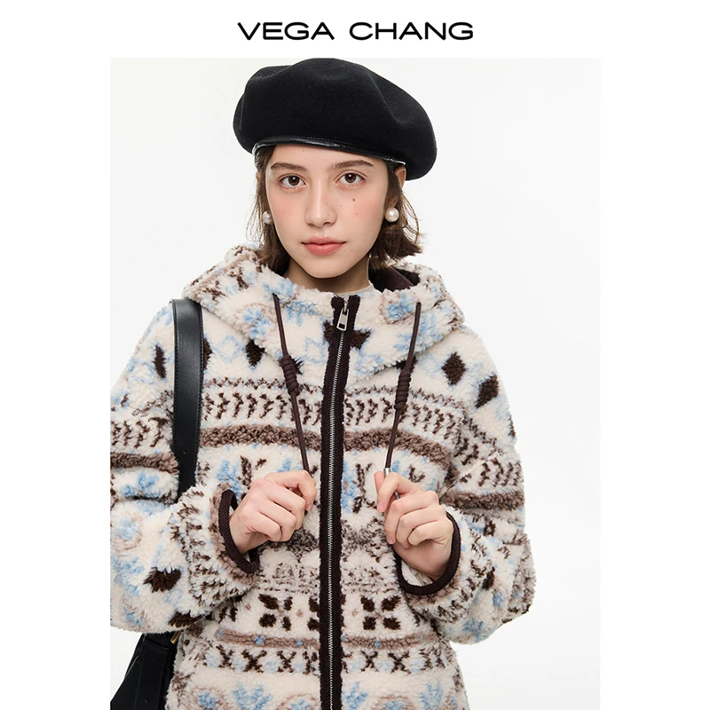 Vega Chang New Winter Women's Jacket, Lazy Style Imitation Lamb Wool Warm Cotton Clothing