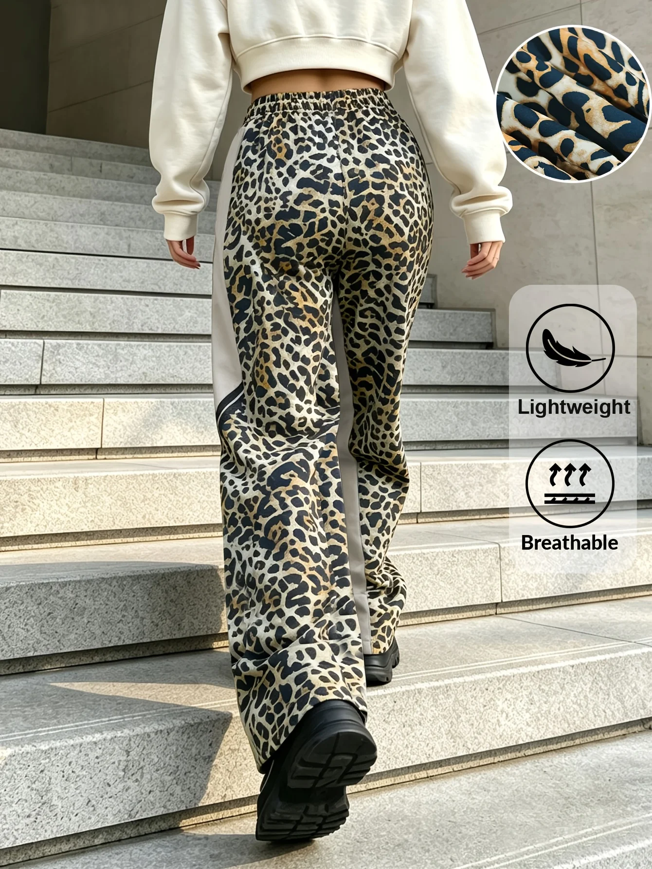 Spring/Autumn Hot Sale Personalized Fashionable Y2k Pants Trendy Fashion Vintage Print Loose Women Leopard Print Sports Pants