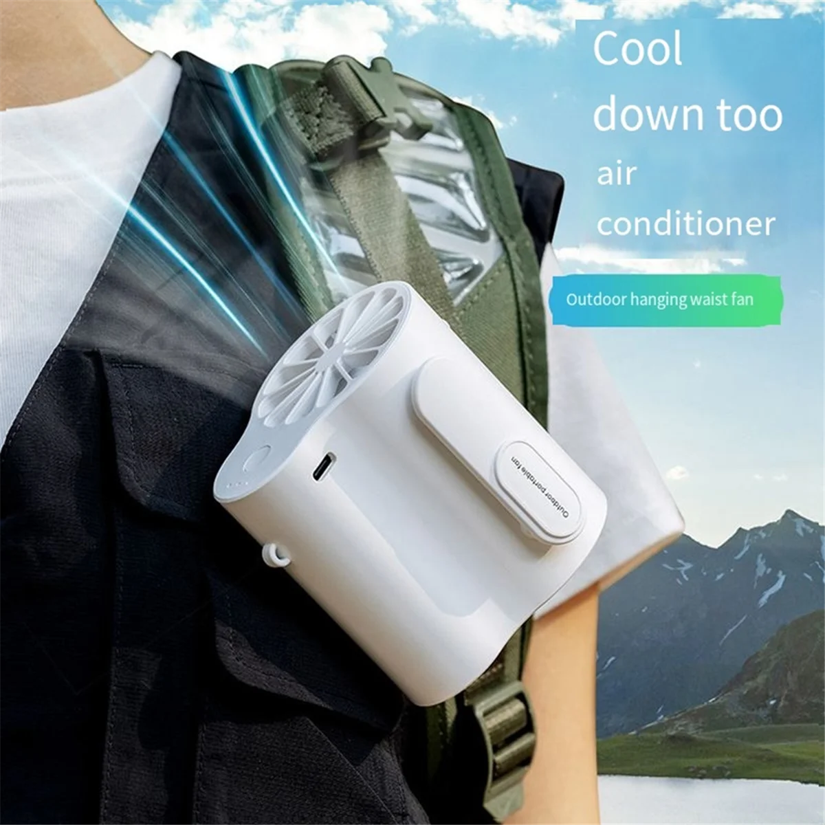 Portable Cooling Clip Fan, Waist Fan, Powerful Small Personal Portable Shirt Fan, Outdoor Undershirt Fan Green