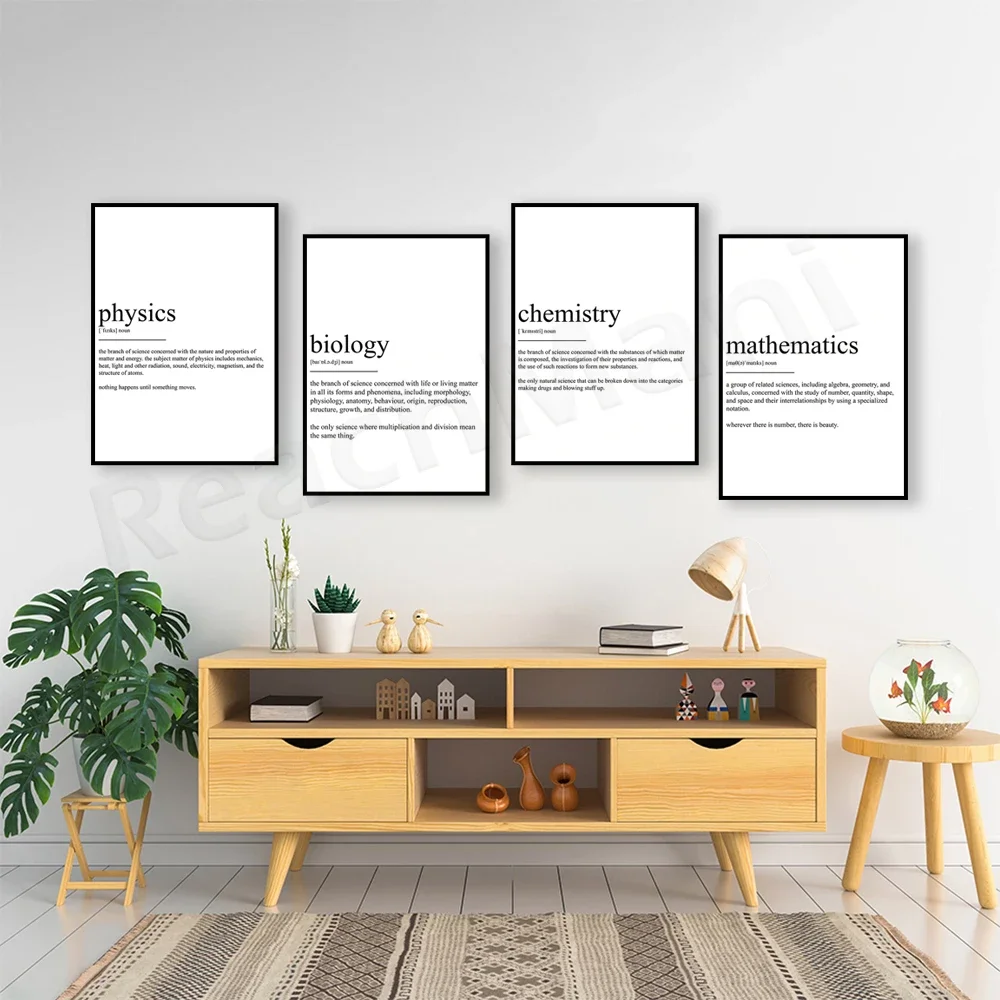 Student Bedroom Decor Definition Prints, Physics, Chemistry, Math, Biology Dorm Poster Artwork Wall Art Gift.