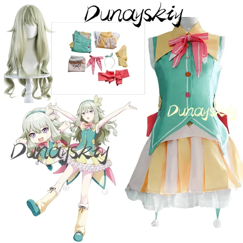 Кусанаги Нене Косплей Юбка Принцессы Парик Комплект Аниме Проект Sekai Красочный Сценический Косплей Костюм Хэллоуин Вечеринка Индивидуальная Одежда
