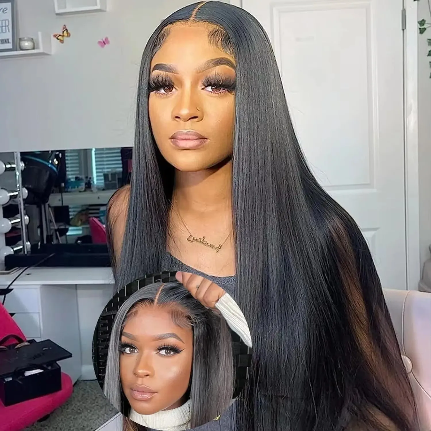 

Glueless Wigs Human Hair Straight Lace Wig Pre-Cut 5x5 6x4 7x5 9x6 Lace Closure Brazilian Remy Human Hair Ready To Wear ang Go