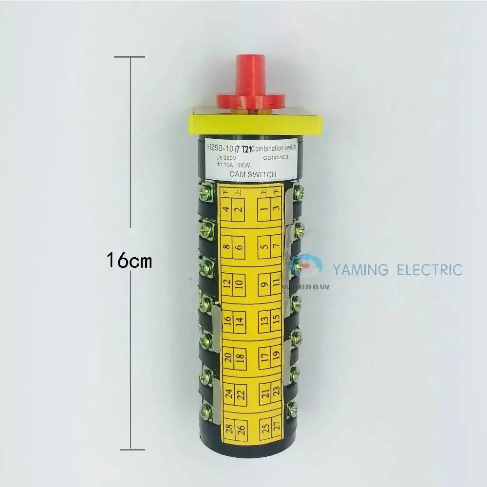 Commutatore combinato rotativo 10A Contatto argento 7 poli Cinque posizioni 3kw HZ5B-10/7 T21