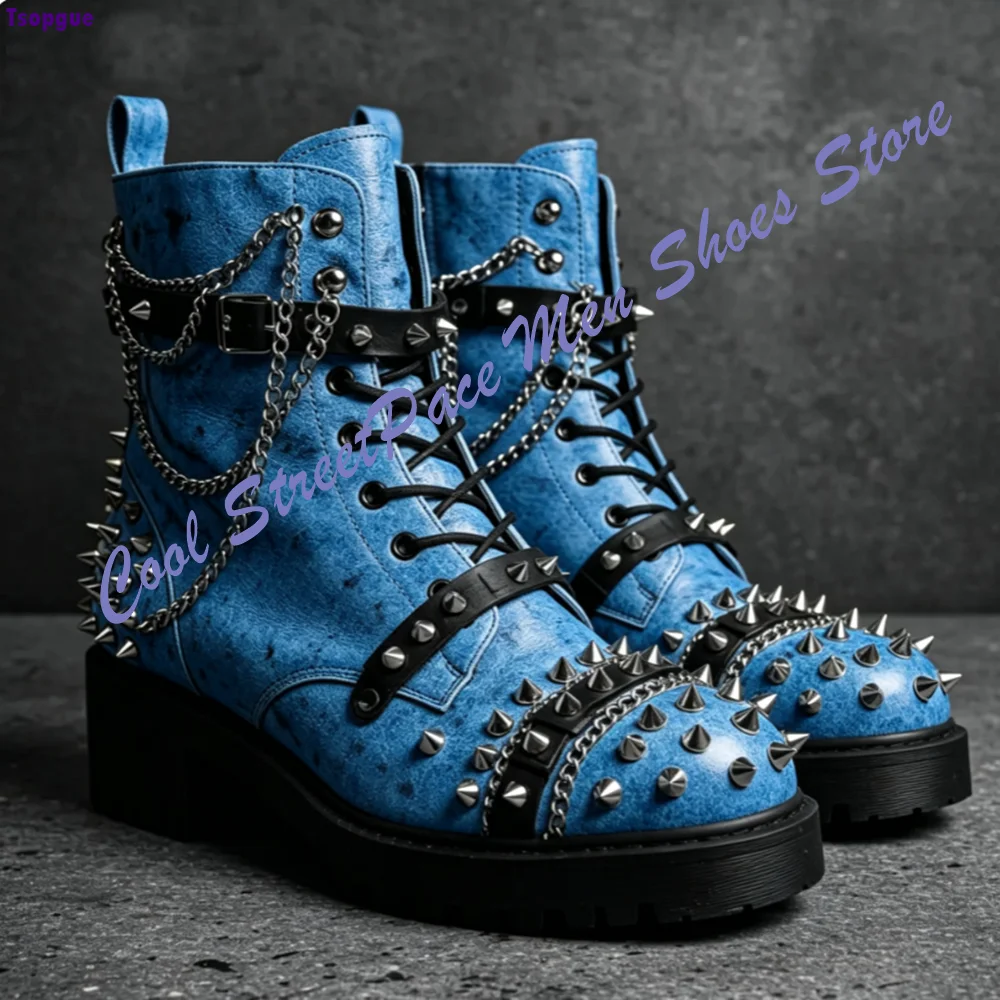 Punk Gothic Ankle Boots Men Me - Mens Fashion Combat Boots 评论和价格
