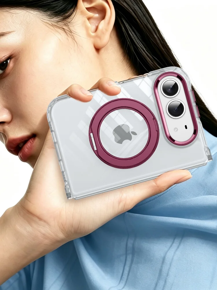 Etui do Apple iPhone Duo, do modelu z możliwością składania, kompatybilne z MagSafe, z magnetycznym, obrotowym o 360 stopni, podstawką i przezroczystą, akrylową osłoną. — zdjęcie produktu 7