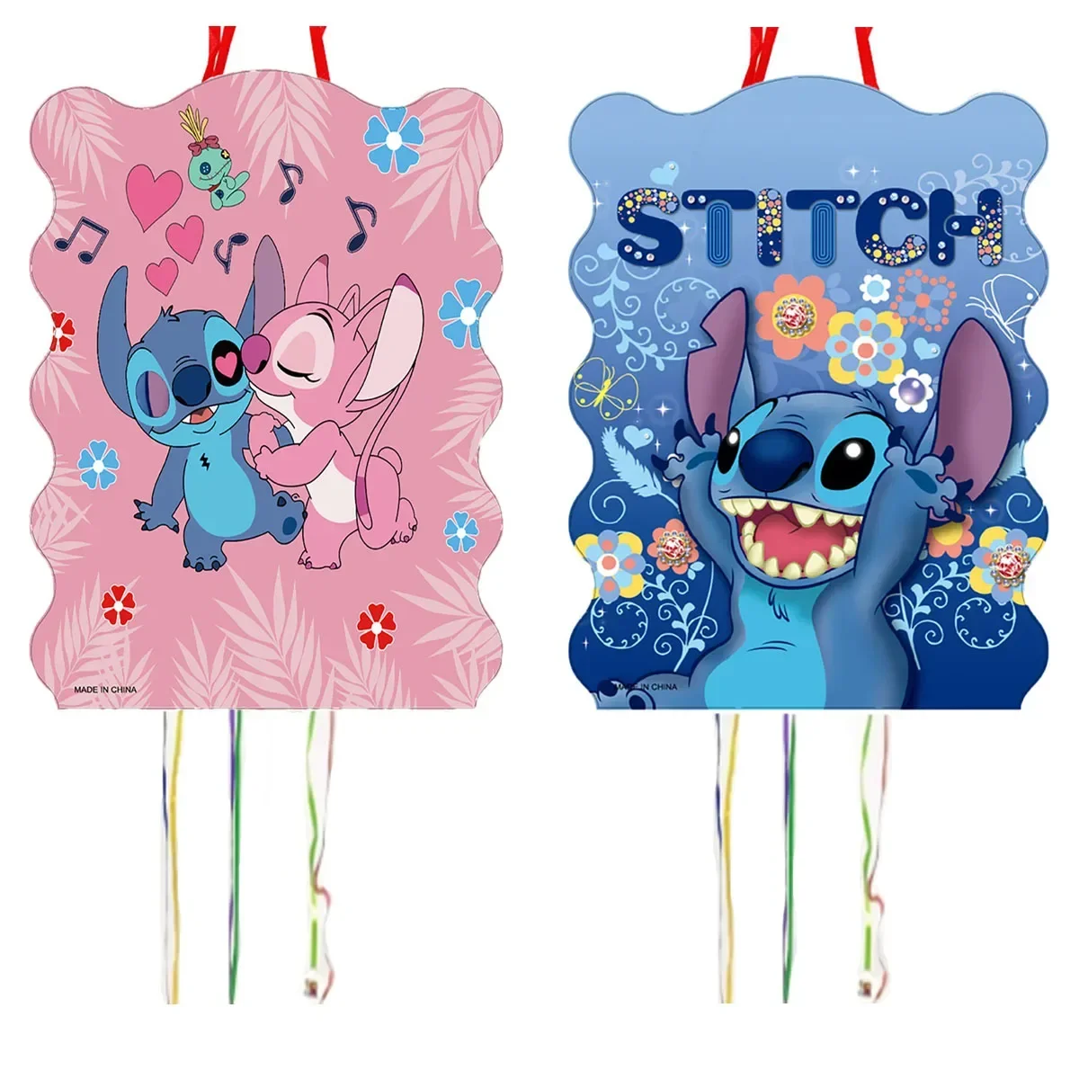 Disney Stitch Blue Pink Pinatas Party Supplies Birthday Party Disposable Family Partys Creative DIY Decoration Supplies