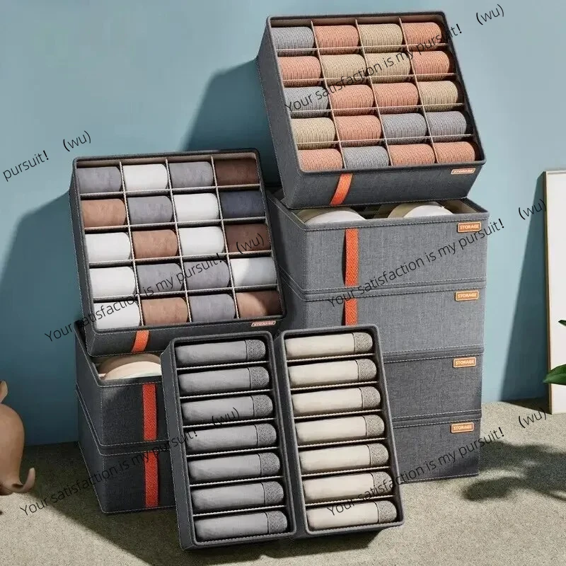 6-20 cell Underwear Storage Box Dark Grey Socks Bra organizer Drawer Division Multifunctional Household Wardrobe Classification