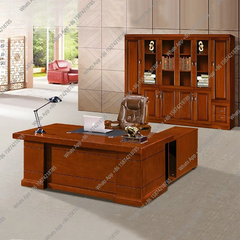 

K C69 New Chinese-style Boss Office President Desk Light Luxury Large Dk Solid Wood, Computer Dk Zen Desk Furniture