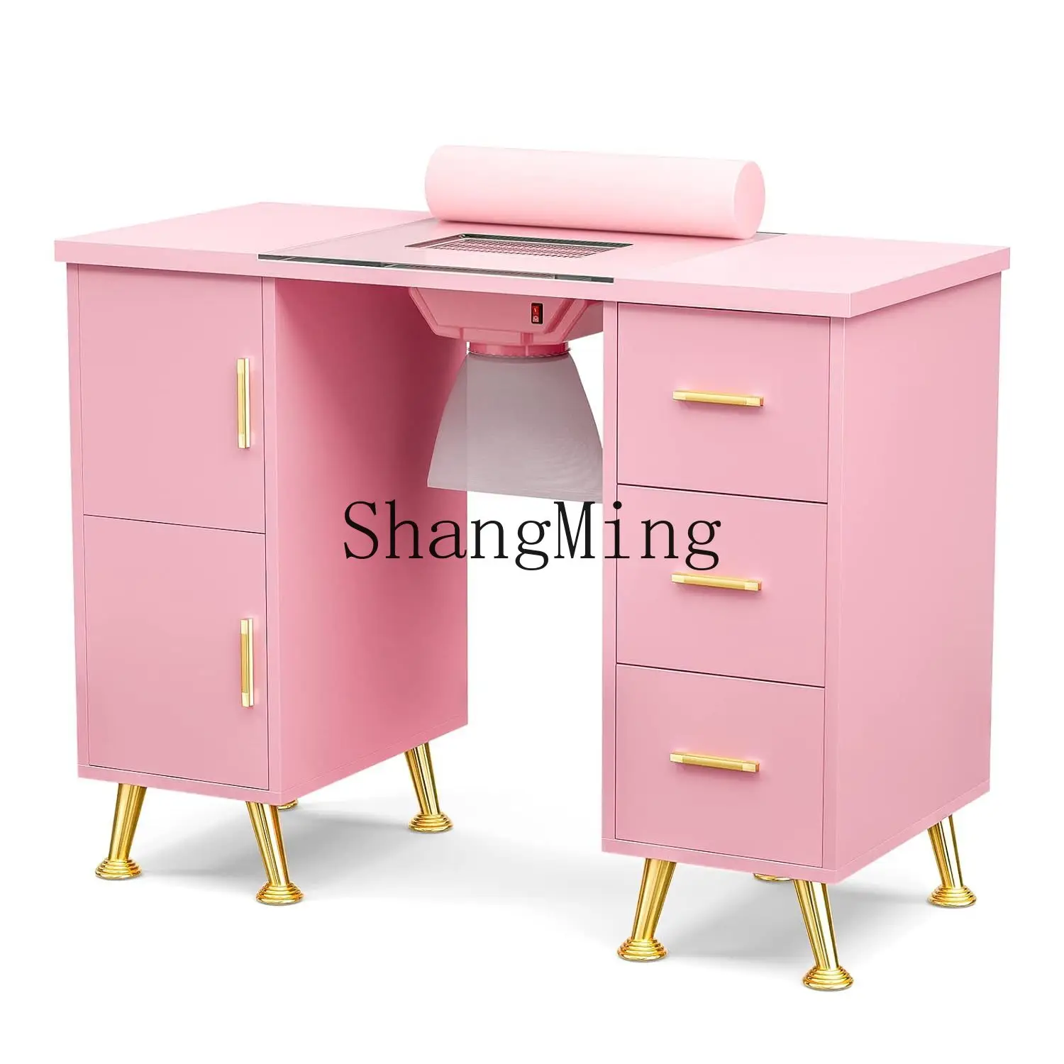 SM household single manicure table with wrist pad vacuum cleaner mobile glass manicure table