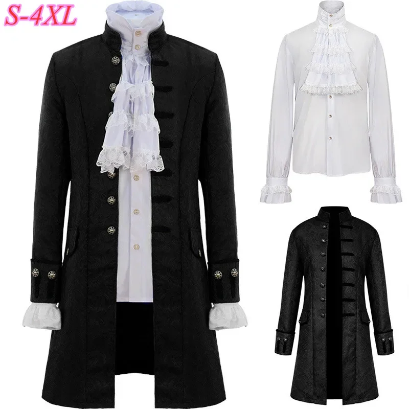 

Medieval Steampunk Trench Coat Stand Collar Tailcoat Victorian Edwardian Halloween Cosplay Party Jacket