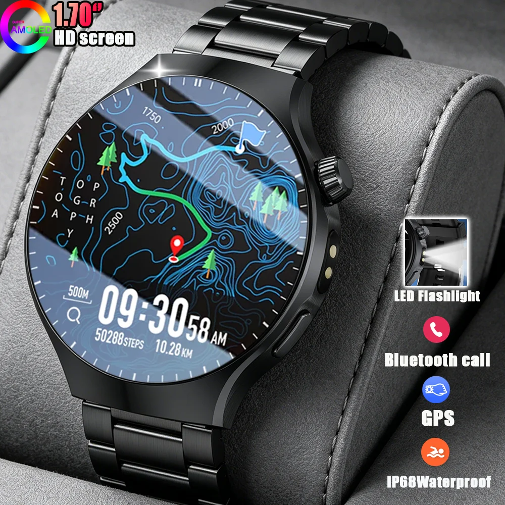 

2026NEW Smartwatch Outdoors Sports MAN LED Flashlight 1000MAH Large battery 1.70''HD screen Bluetooth call Waterproof Heart Rate