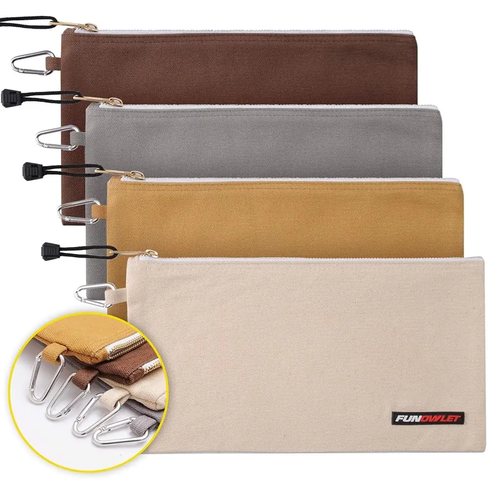 

Utility Bag, Canvas Zipper Tool Bags - Heavy Duty Tools Pouch With Carabiner, Multi-Purpose Storage Organizer Clip On Tote