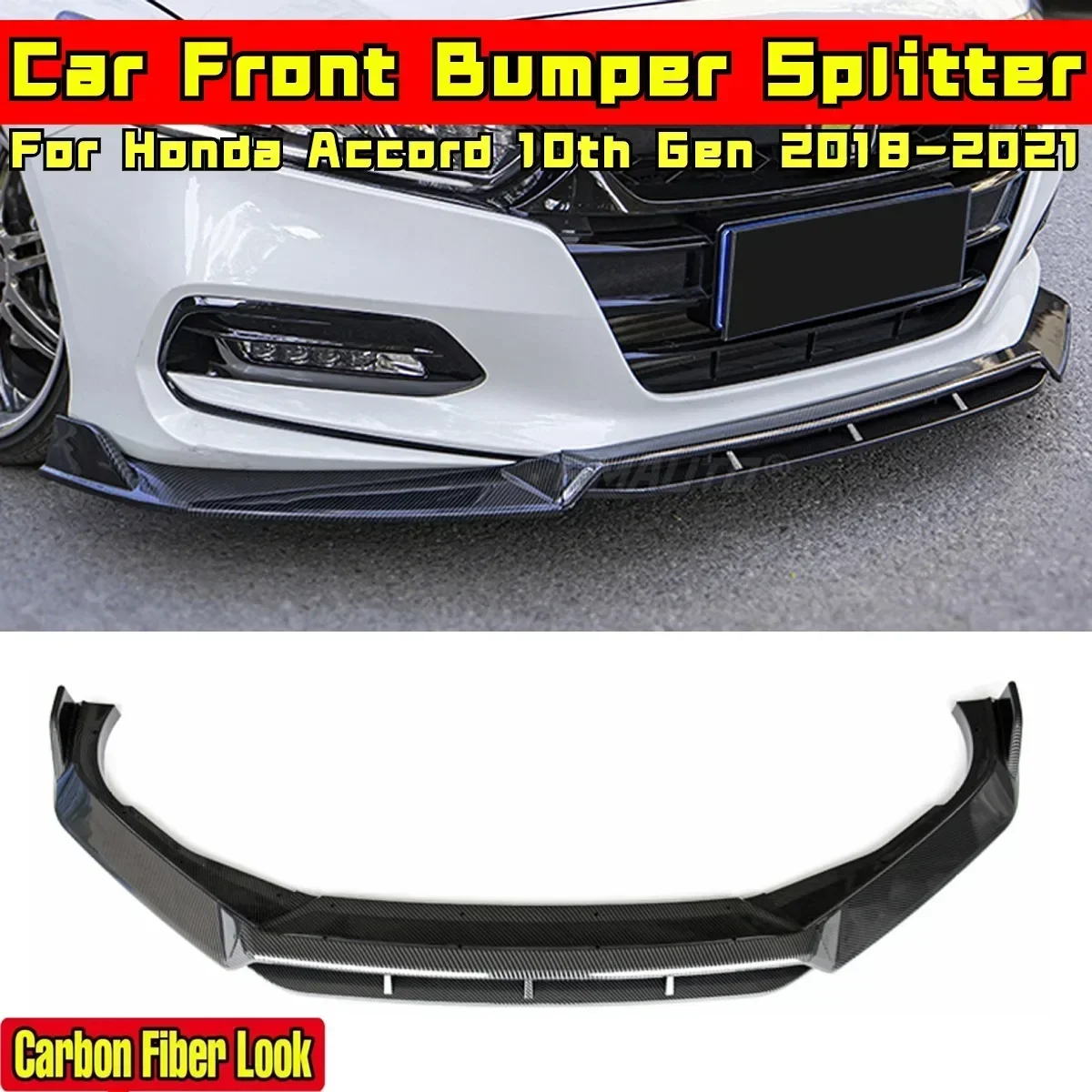 For Honda Accord 10th Gen 2018-2021 Body Kit Front Bumper Diffuser Carbon Fiber Look SK-260 Style Bumper Cover Car Accessories