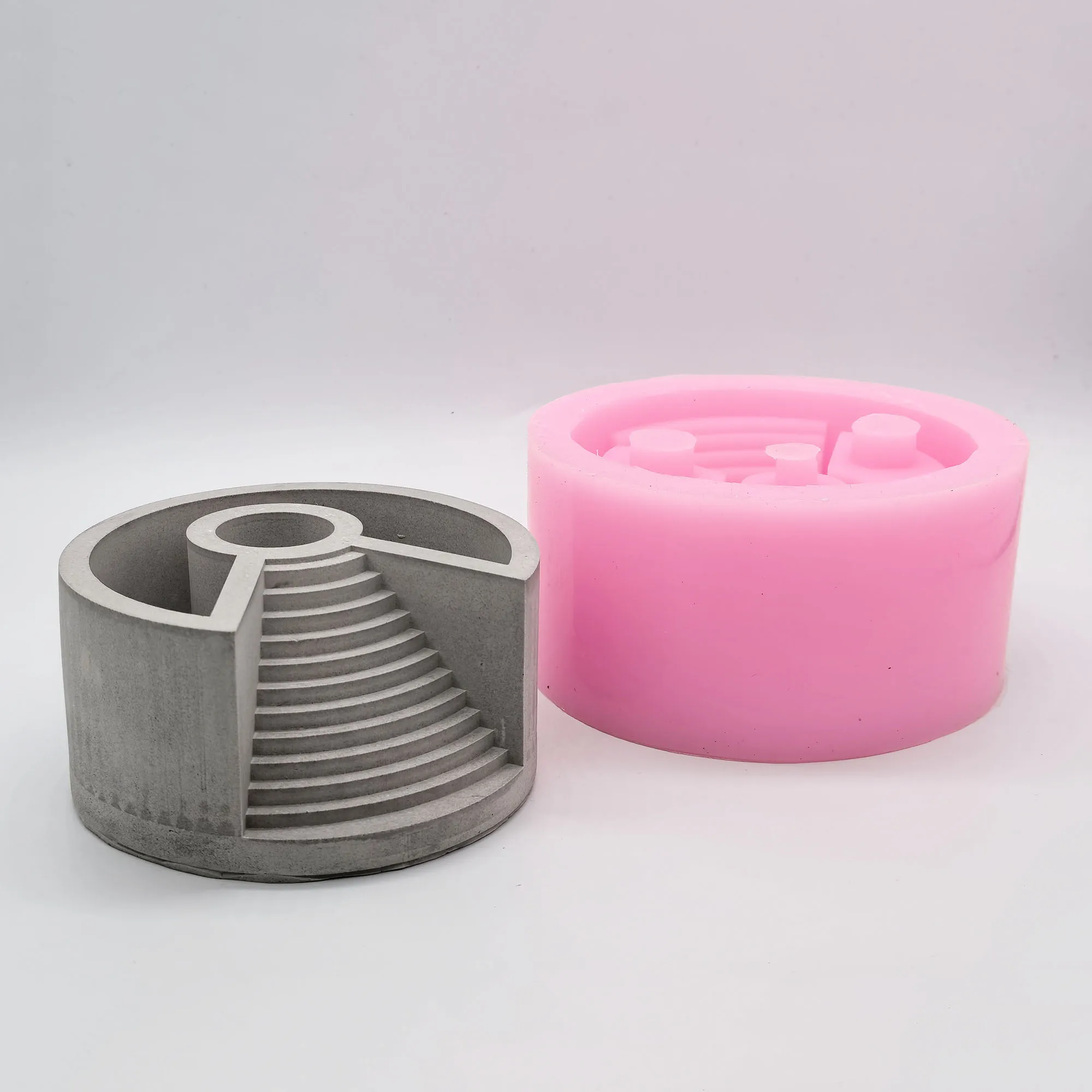 

3D Spiral Staircase Silicone Mold Concrete Cement Pen Holder Flower Pot Planter Candle Holder Mould DIY Desktop Decor Art Craft