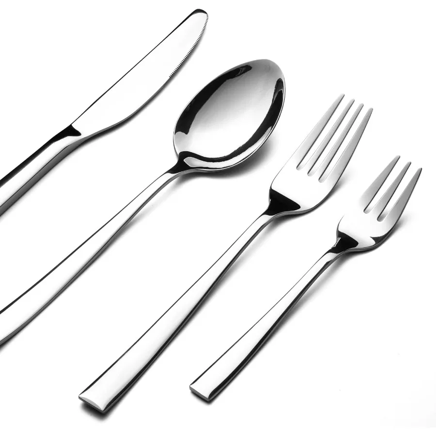 

Набор столовых приборов из 48 предметов, столовые приборы из нержавеющей стали, посуда из нержавеющей стали, в комплект из 12 ножей, вилок, ложки, зеркальной полировки, посуда