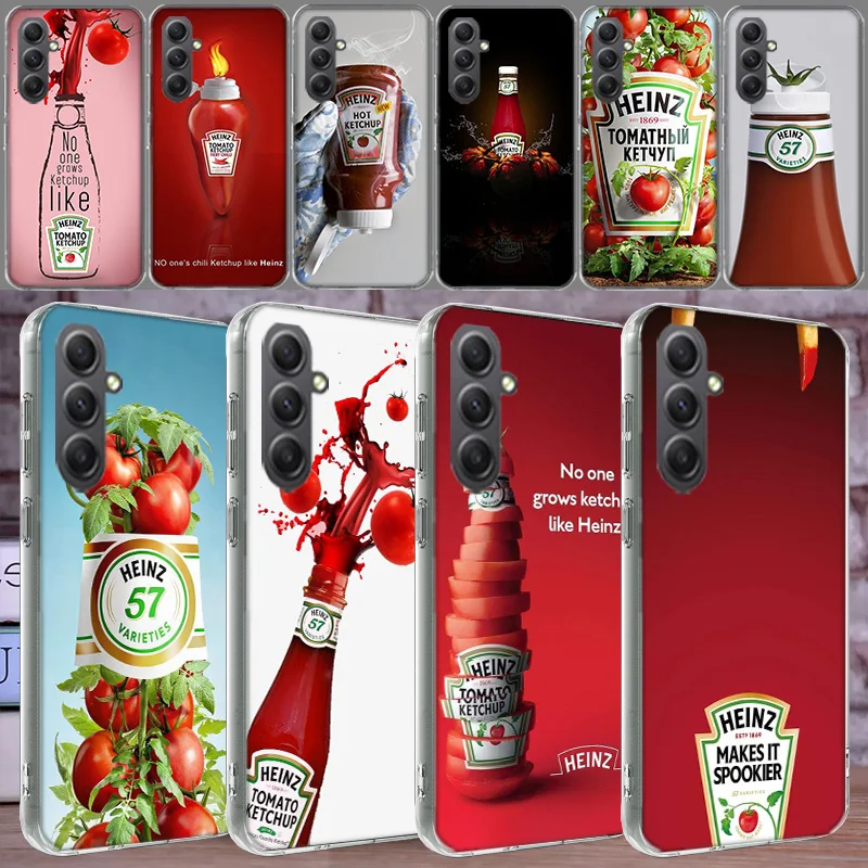 Cute Ins Heinz Tomato Ketchup Mustard Shell Phone For Samsung Galaxy Note 20 Ultra 10 Lite 9 8 A05S A50 A30 A20 A03 A04 A02S A70